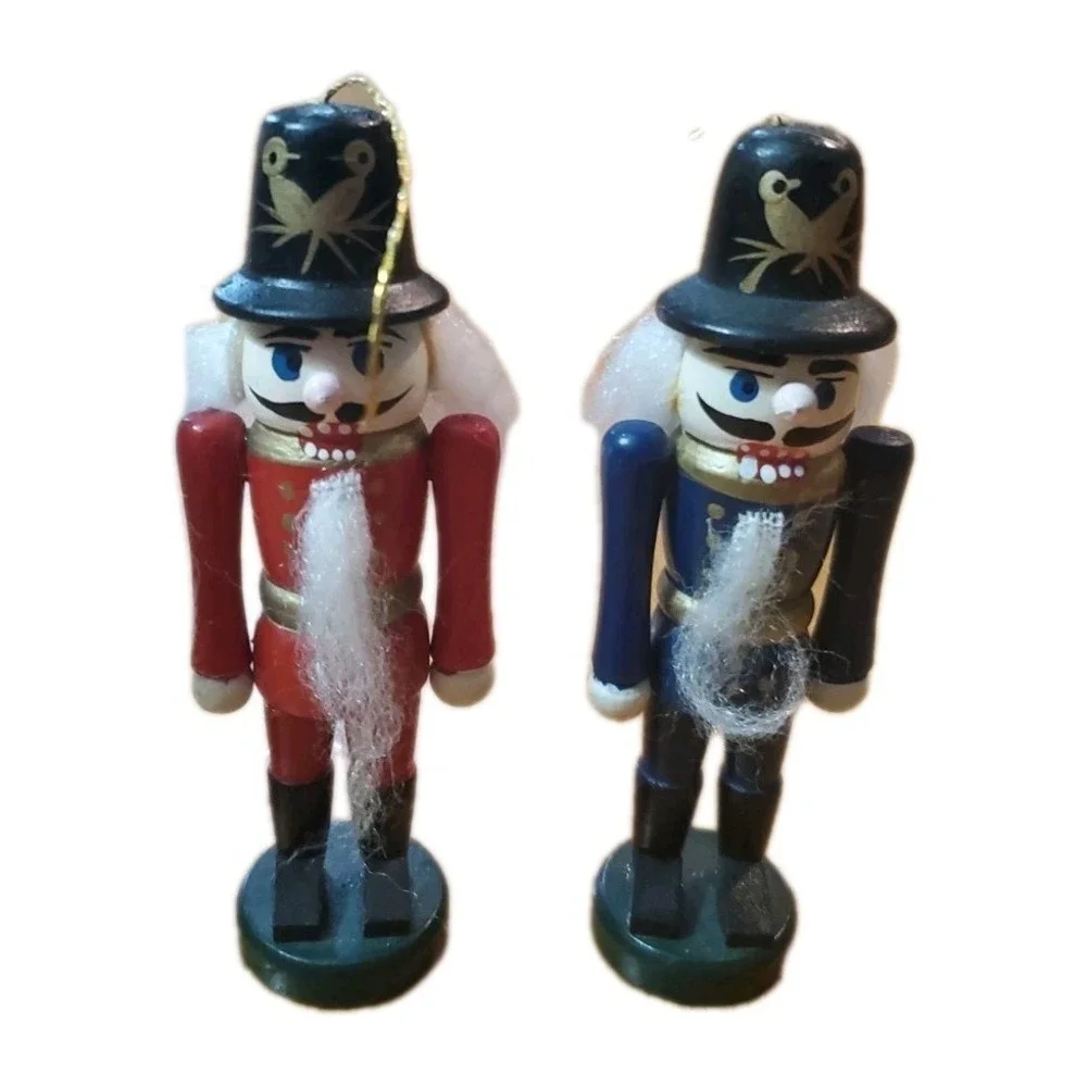 Vtg Mini Wooden Nutcracker‎ Lot Of 4 Christmas Ornaments Decor Figurines 4